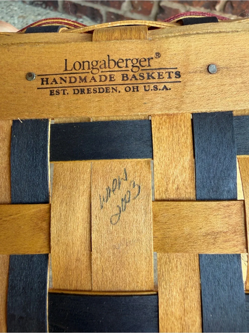Longaberger Patriotic Basket Red White Blue Star Swing Handle Liner